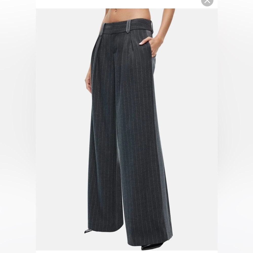Alice and Olivia Eric Racing Stripe Pants Charcoal Pinstripe NWT